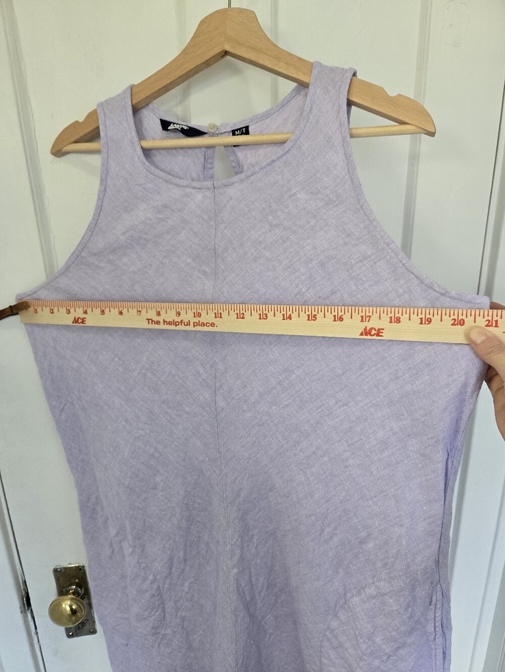 Lands' End 100% Linen Lavendar Midi Shift Dress Size M Coastal Lagenlook Minimal - Picture 6 of 6